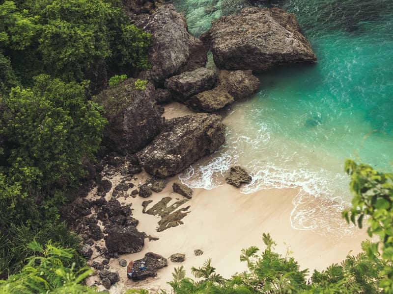 Island with rocks and water